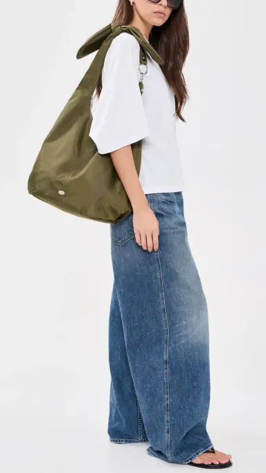 Damson Madder Gene Oversized Nylon Bag Olive One Size | Thumbnail 3