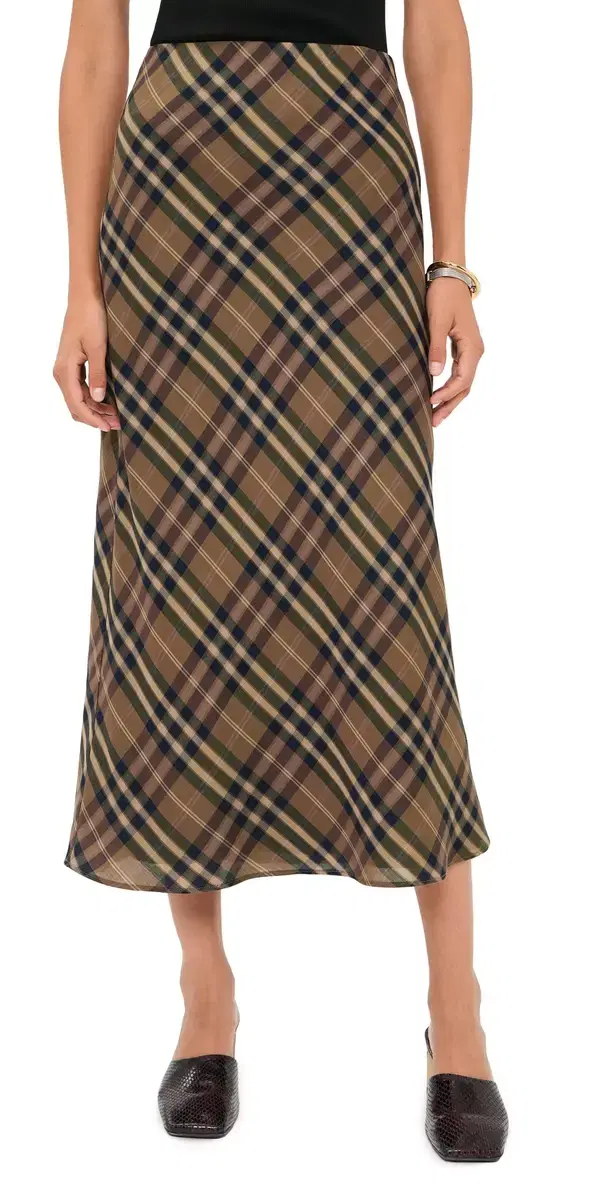 Joe's Jeans The Ines Midi Skirt Camel Plaid