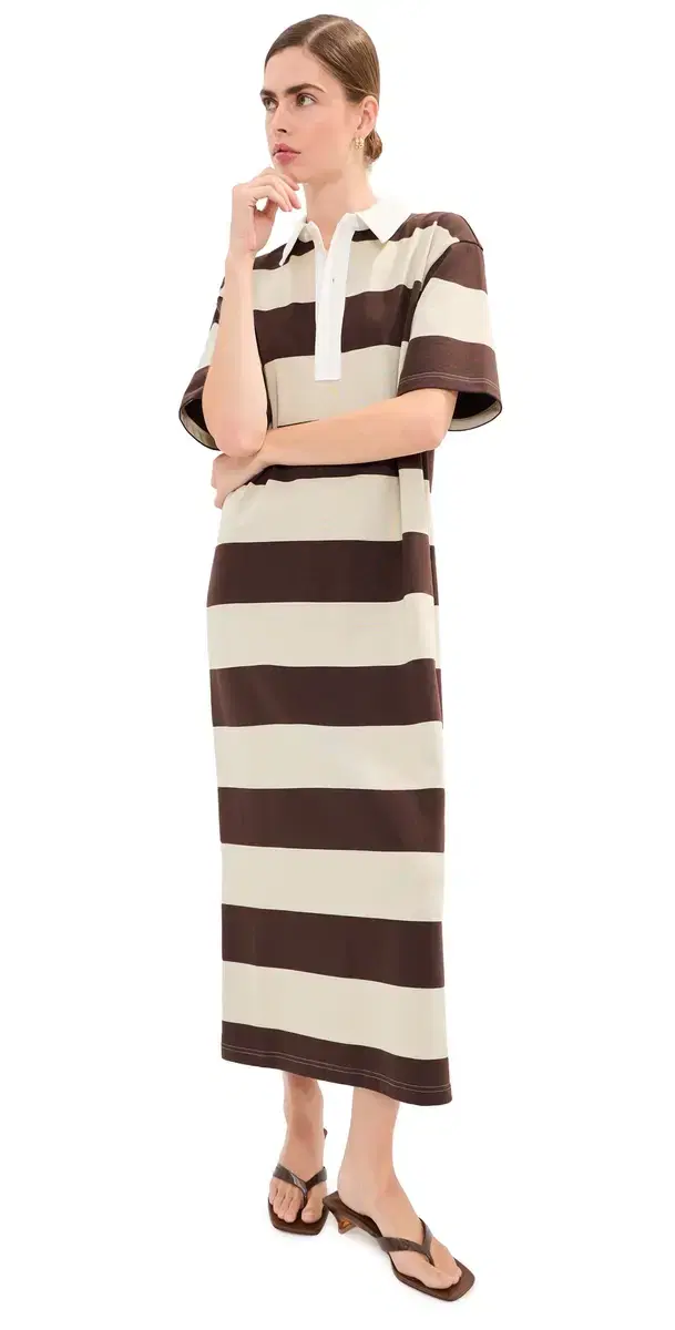 LE BOP Nell Polo Maxi Dress Chocolate/Beige