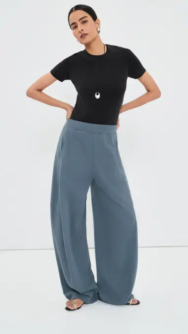Tibi Feather Weight Viscose Neoprene Short Sleeve Tee Black | Thumbnail 5