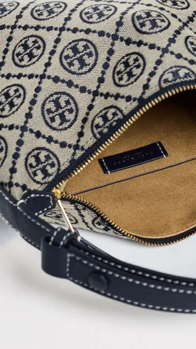 Tory Burch Mellow T Monogram Shoulder Bag Tory Navy One Size | Thumbnail 6 Tory Burch Mellow T Monogram Shoulder Bag Tory Navy One Size | Thumbnail 6