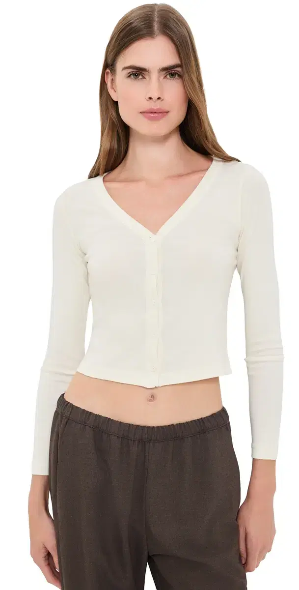 ENZA COSTA upima Cotton V Neck Cardigan Cloud