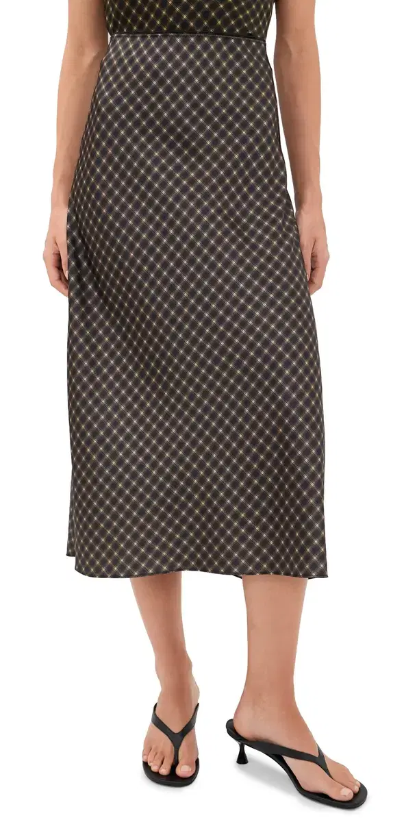 Vince Plaid Slip Skirt