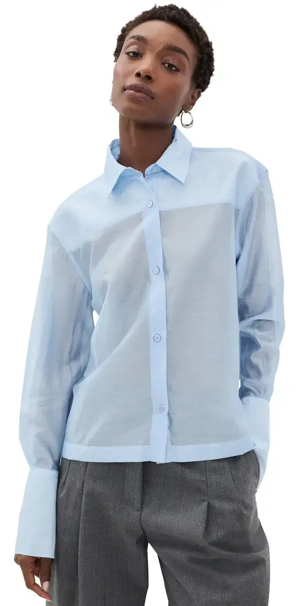 The Latest Ciara uslin Button Down Shirt Light Blue