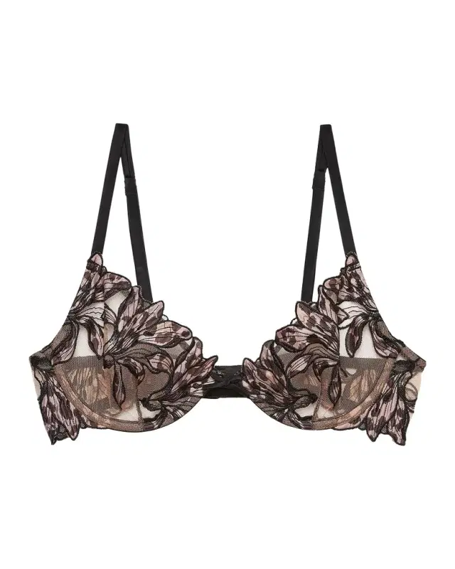 Fleur Du Mal Lily Embroidered Demi Bra