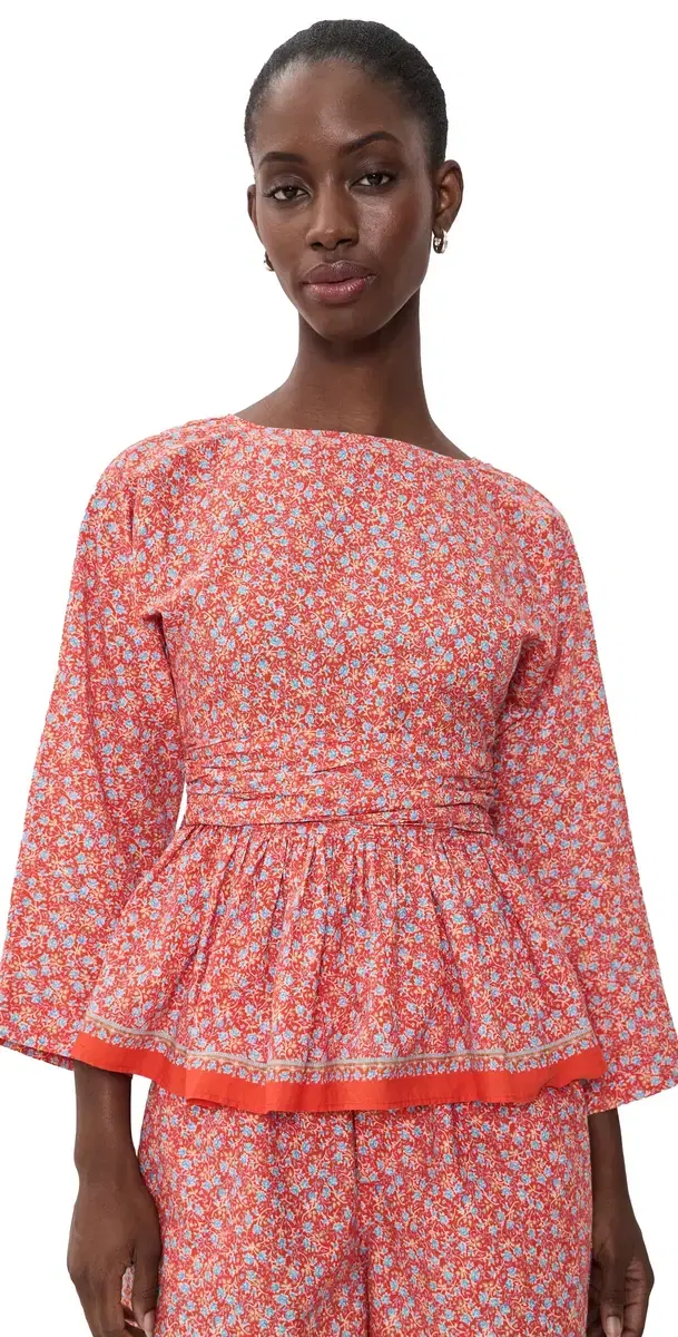 La Maregold The Madeline Top Red inen Bloom