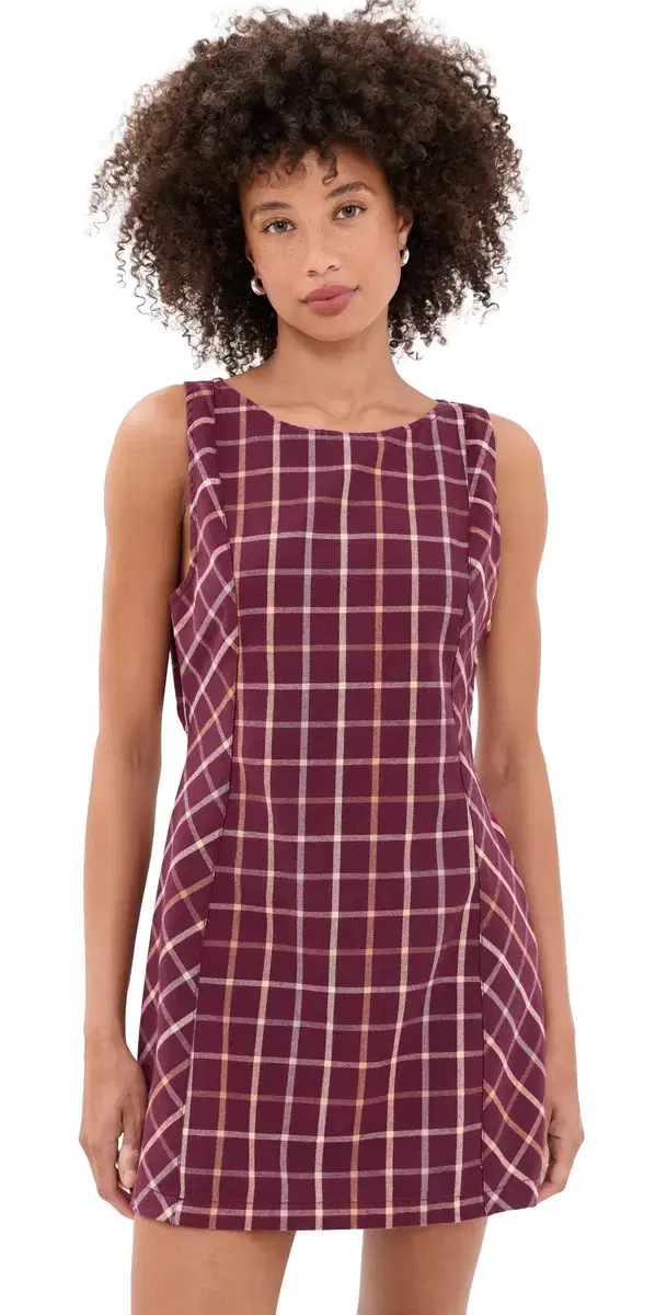 Free People Atlas Plaid Mini Dress Cocoa Plum Com