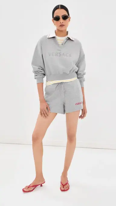 Versace Greca Collared Sweatshirt Grey Melange/White | Thumbnail 5 Versace Greca Collared Sweatshirt Grey Melange/White | Thumbnail 5