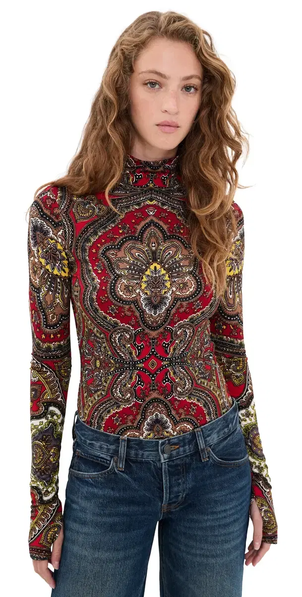 Alice + Olivia Delaina Top bon voyage hibiscus multi
