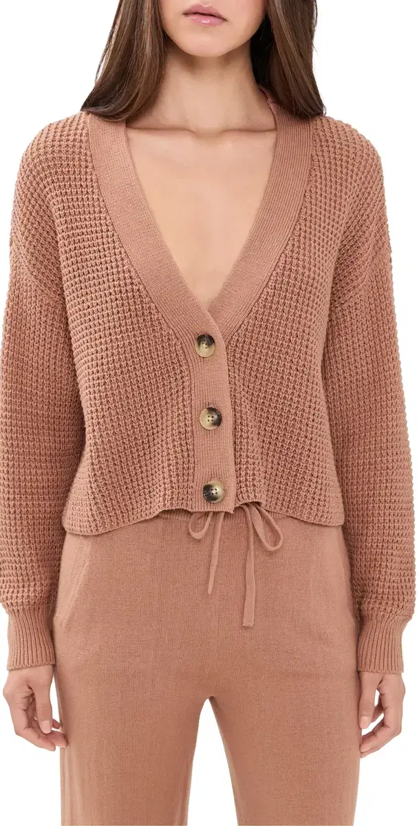 Eberjey Recy Sweater Cropped Cardigan Hazelnut