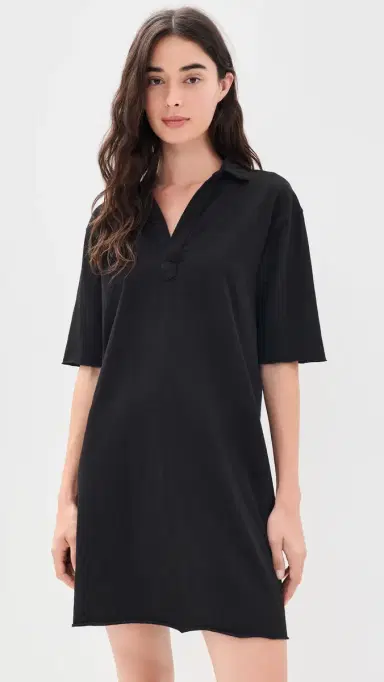FRANK & EILEEN Emma Mini Henley Dress Black | Thumbnail 2