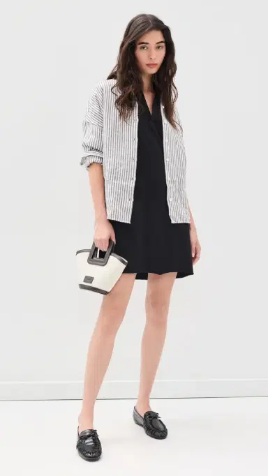 FRANK & EILEEN Emma Mini Henley Dress Black | Thumbnail 5
