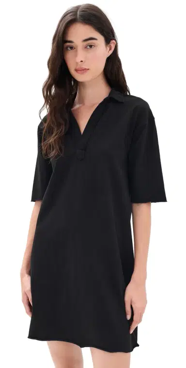 FRANK & EILEEN Emma Mini Henley Dress Black | Thumbnail 1