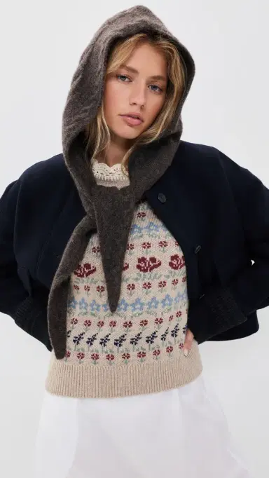 Sea Allen Cable Scarf Hat Charcoal One Size | Thumbnail 2