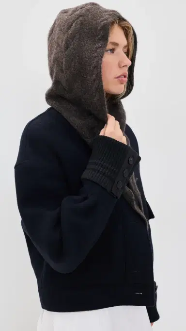 Sea Allen Cable Scarf Hat Charcoal One Size | Thumbnail 3