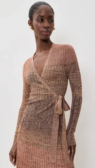 Zimmermann Mouline Rib Sweater Wrap Top Chocolate Multi 2 | Thumbnail 2