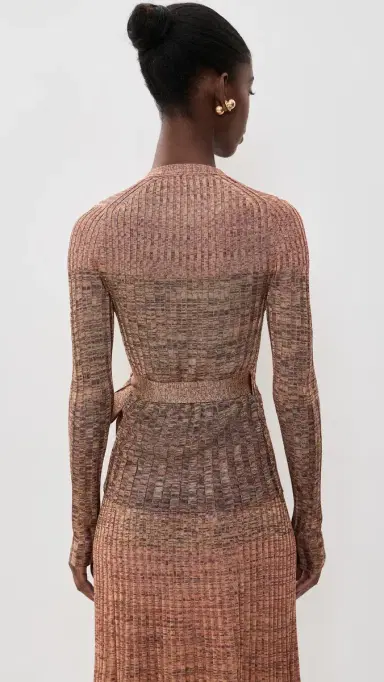Zimmermann Mouline Rib Sweater Wrap Top Chocolate Multi 2 | Thumbnail 3