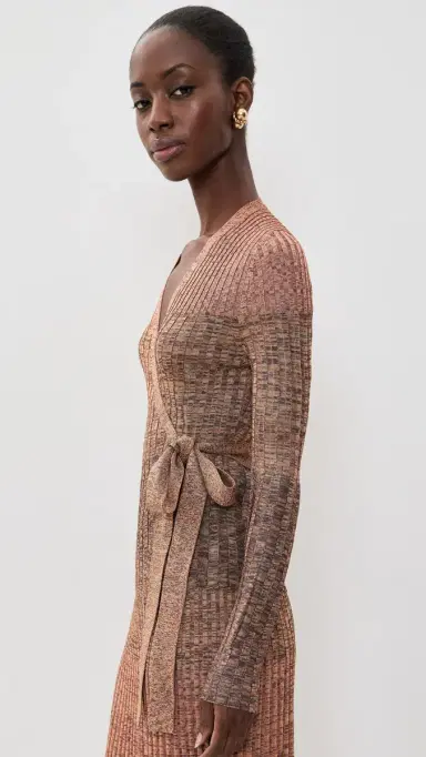 Zimmermann Mouline Rib Sweater Wrap Top Chocolate Multi 2 | Thumbnail 4