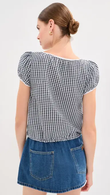 LE BOP Babydoll Blouse Black Gingham | Thumbnail 3