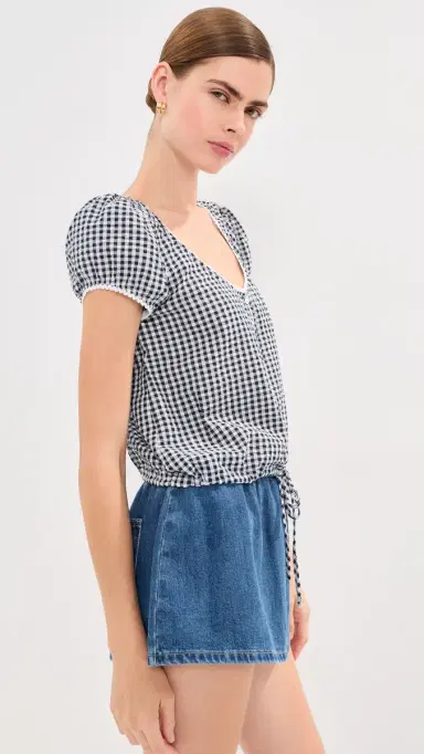 LE BOP Babydoll Blouse Black Gingham | Thumbnail 4