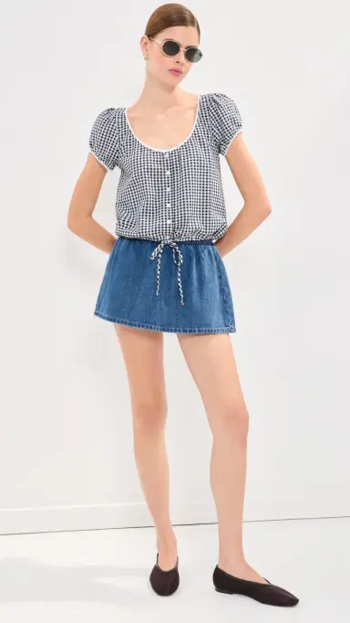 LE BOP Babydoll Blouse Black Gingham | Thumbnail 5