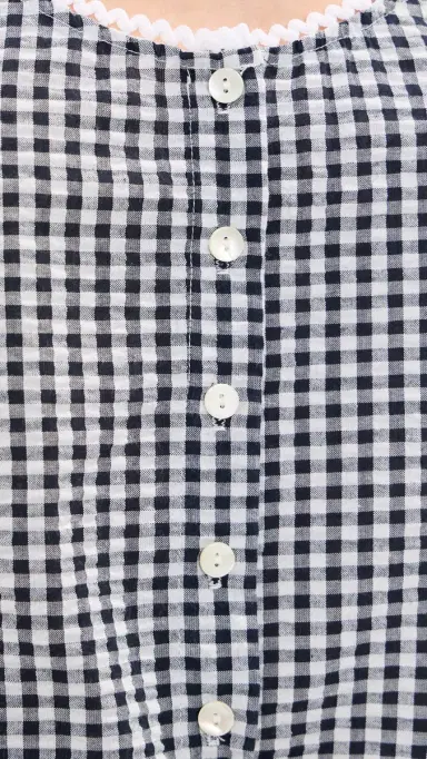 LE BOP Babydoll Blouse Black Gingham | Thumbnail 6