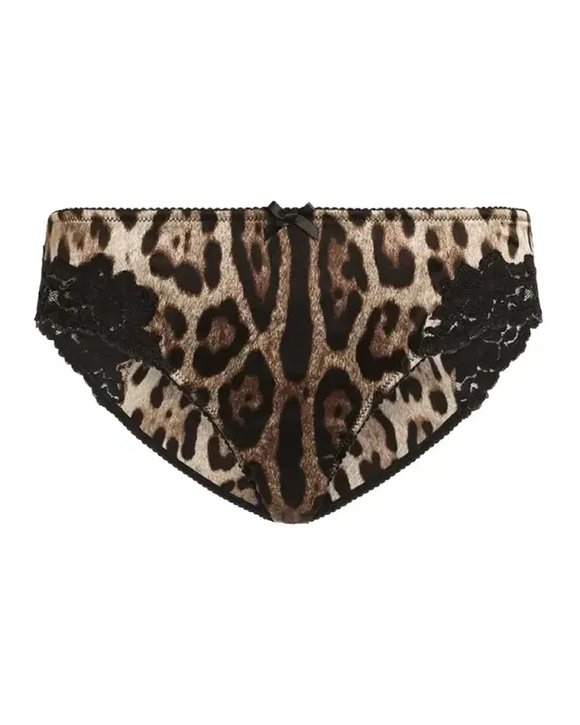 Dolce & Gabbana Leopard-Print Lace & Satin Briefs