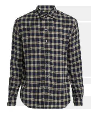Emporio Armani Men's Plaid Wool-Blend Button-Down Shirt | Thumbnail 2 Emporio Armani Men's Plaid Wool-Blend Button-Down Shirt | Thumbnail 2