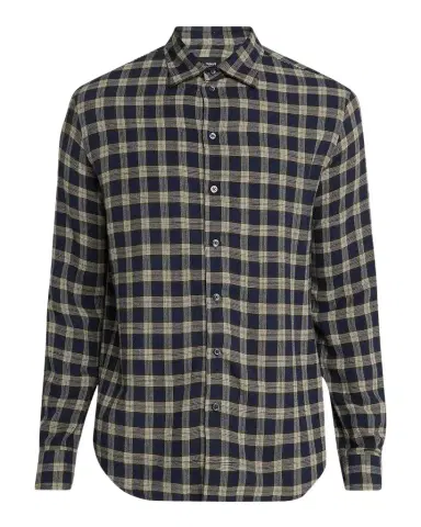 Emporio Armani Men's Plaid Wool-Blend Button-Down Shirt | Thumbnail 1 Emporio Armani Men's Plaid Wool-Blend Button-Down Shirt | Thumbnail 1