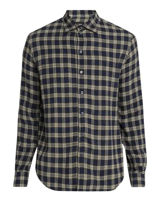 Emporio Armani Men's Plaid Wool-Blend Button-Down Shirt