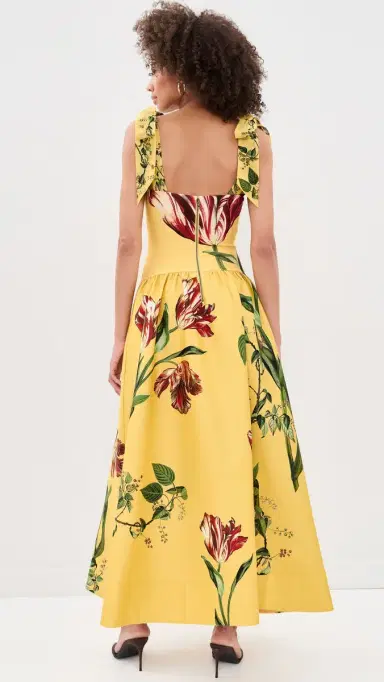 Alice + Olivia Oriana Tie Strap Drop Waist Midi Dress | Thumbnail 3