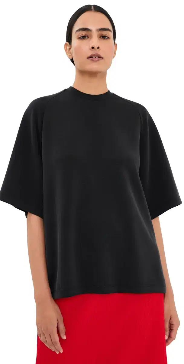 Tibi Featherweight Neoprene Baseball Tee Black