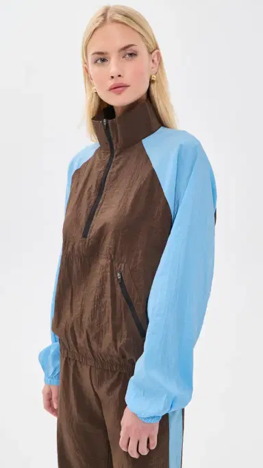 La Ligne Half Zip Windbreaker Chocolate/Cerulean | Thumbnail 4