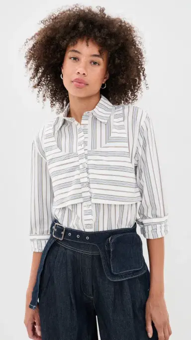 Damson Madder Valeria Double Layered Button Down Shirt Multi | Thumbnail 2 Damson Madder Valeria Double Layered Button Down Shirt Multi | Thumbnail 2