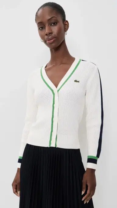 Lacoste Cardigan Sweater Flour/Navy/Billiard Green | Thumbnail 2 Lacoste Cardigan Sweater Flour/Navy/Billiard Green | Thumbnail 2