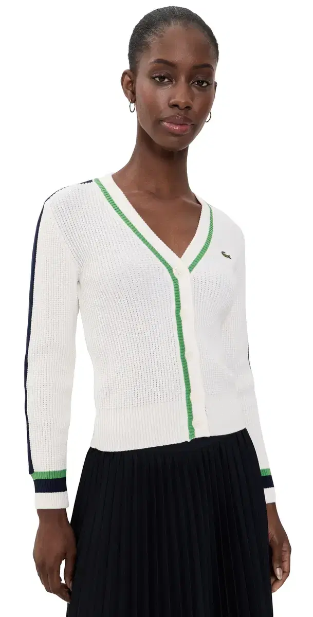 Lacoste Cardigan Sweater Flour/Navy/Billiard Green