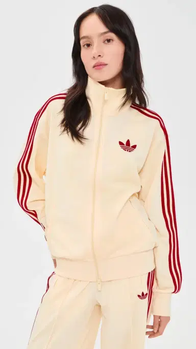 Adidas Firebird Loose Track Top Warm Vanilla/Team Victory Red S | Thumbnail 3 Adidas Firebird Loose Track Top Warm Vanilla/Team Victory Red S | Thumbnail 3