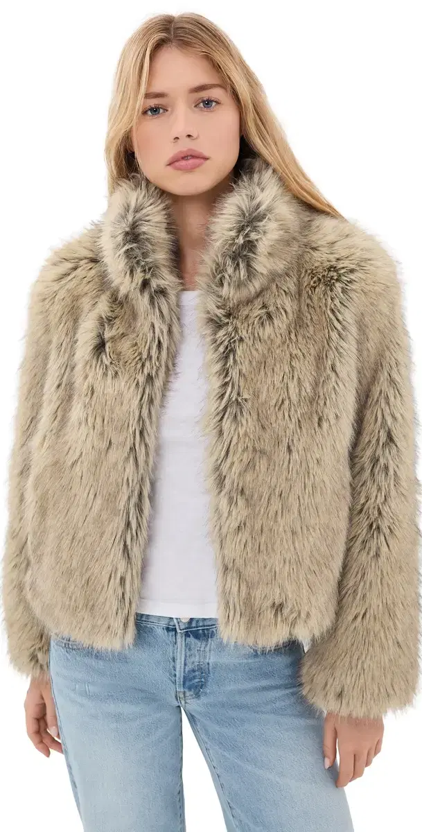 Velvet Noelle Faux Fur Jacket Taupe