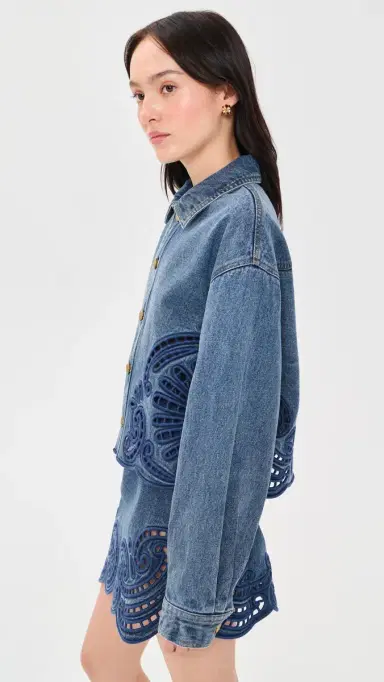 Ulla Johnson The Bobbi Denim Eyelet Jacket | Thumbnail 4 Ulla Johnson The Bobbi Denim Eyelet Jacket | Thumbnail 4