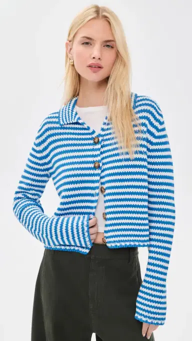 La Ligne Fine Line Mini arina Cardigan Cerulean/ | Thumbnail 2 La Ligne Fine Line Mini arina Cardigan Cerulean/ | Thumbnail 2