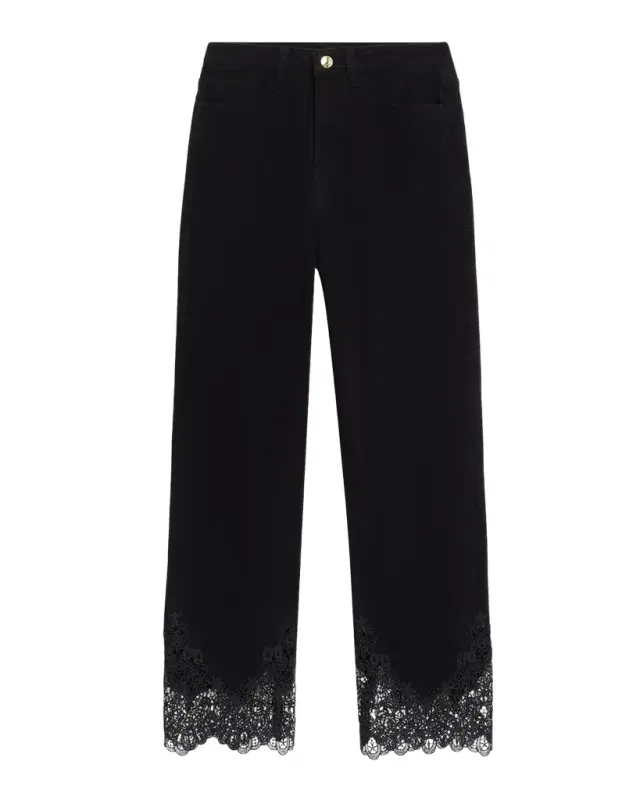 Generation Love Bellatrix Straight Cropped Lace-Trim Jeans