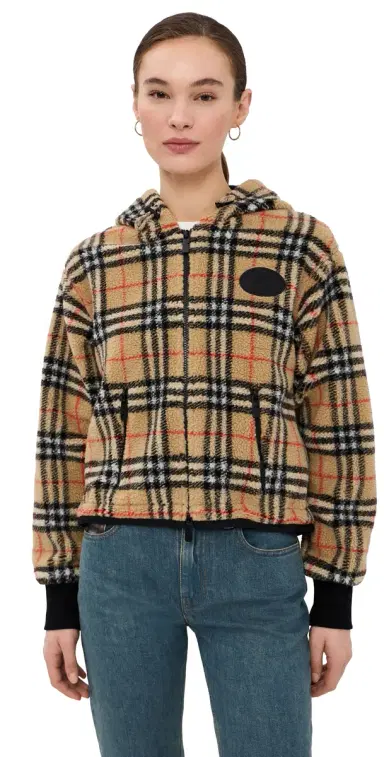 Burberry Fiona Fleece Cropped Jacket and IP Check | Thumbnail 1 Burberry Fiona Fleece Cropped Jacket and IP Check | Thumbnail 1