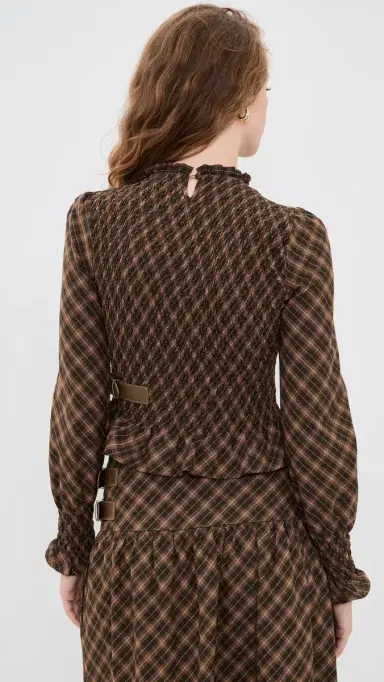 House of Sunny Check Ruched Top Multi Check | Thumbnail 3