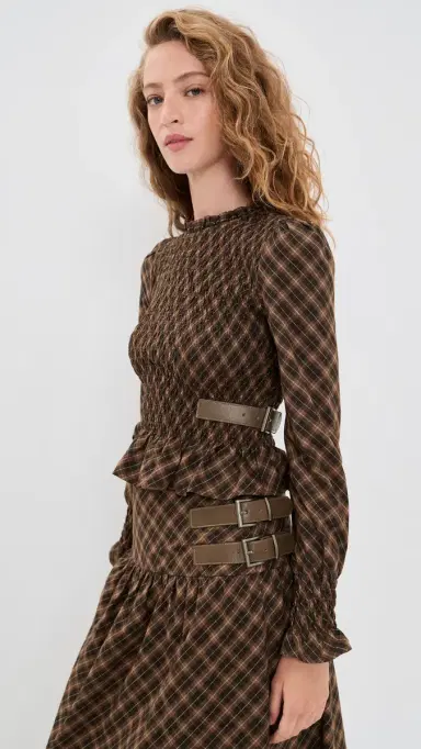 House of Sunny Check Ruched Top Multi Check | Thumbnail 4