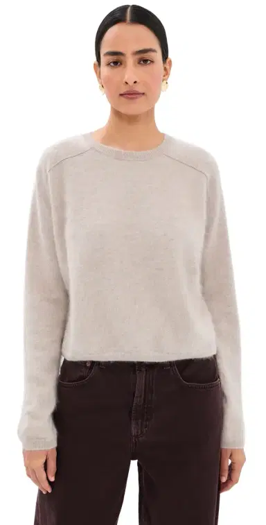 Lisa Yang Lexia Brushed Cashmere Sweater Sand Brushed | Thumbnail 1 Lisa Yang Lexia Brushed Cashmere Sweater Sand Brushed | Thumbnail 1