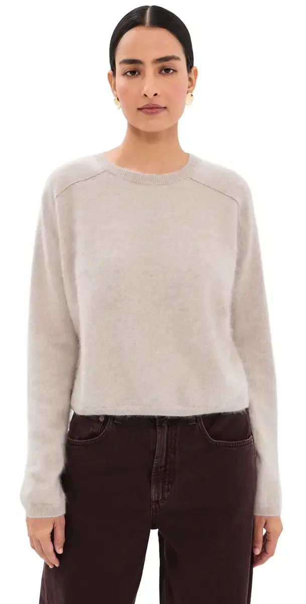 Lisa Yang Lexia Brushed Cashmere Sweater Sand Brushed