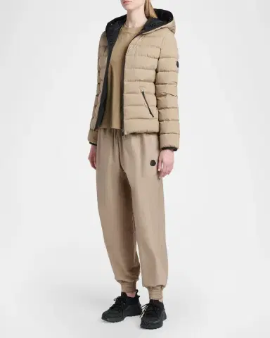 Moncler Smocked High-Waist Tapered Joggers | Thumbnail 2