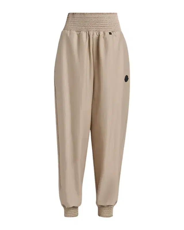 Moncler Smocked High-Waist Tapered Joggers