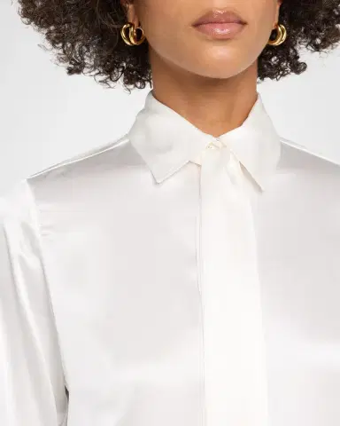 Kiton Neck-Tie Silk Satin Button-Down Shirt | Thumbnail 5 Kiton Neck-Tie Silk Satin Button-Down Shirt | Thumbnail 5
