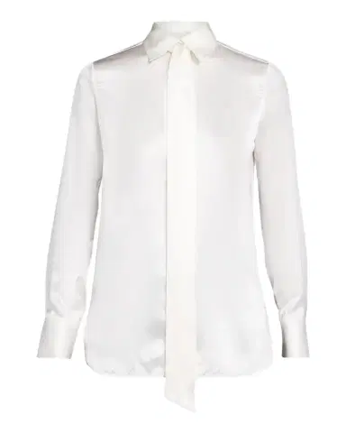 Kiton Neck-Tie Silk Satin Button-Down Shirt | Thumbnail 1 Kiton Neck-Tie Silk Satin Button-Down Shirt | Thumbnail 1